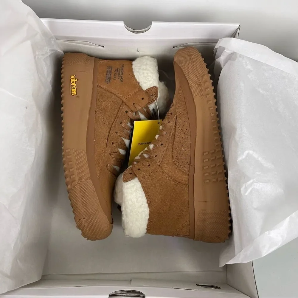 Brandblack Capo High Top Sneakers Suede Shearling Vibram Sole Women's 6.5 NWT